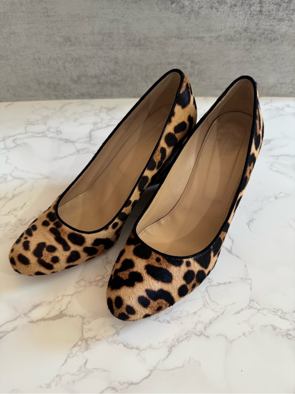 J. Crew Leopard Print Round-Toe Pumps in Brown and Black